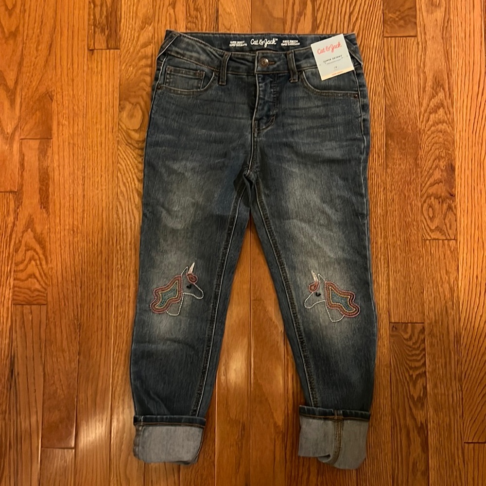 Brand new cat & Jack super stretch/skinny jeans with adjustable waist size 10
